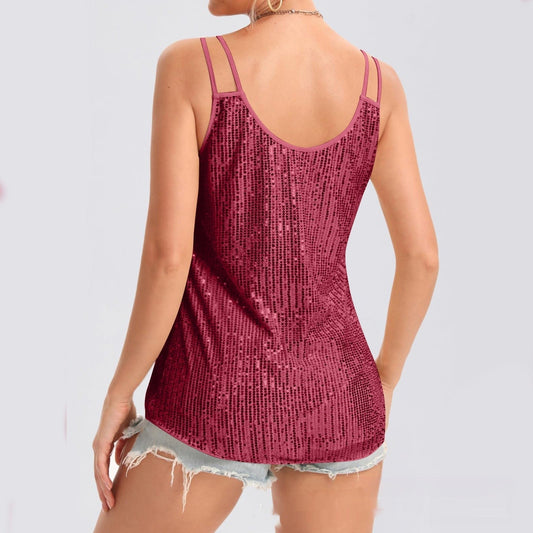 Selene Sequin V-Neck Strap Vest