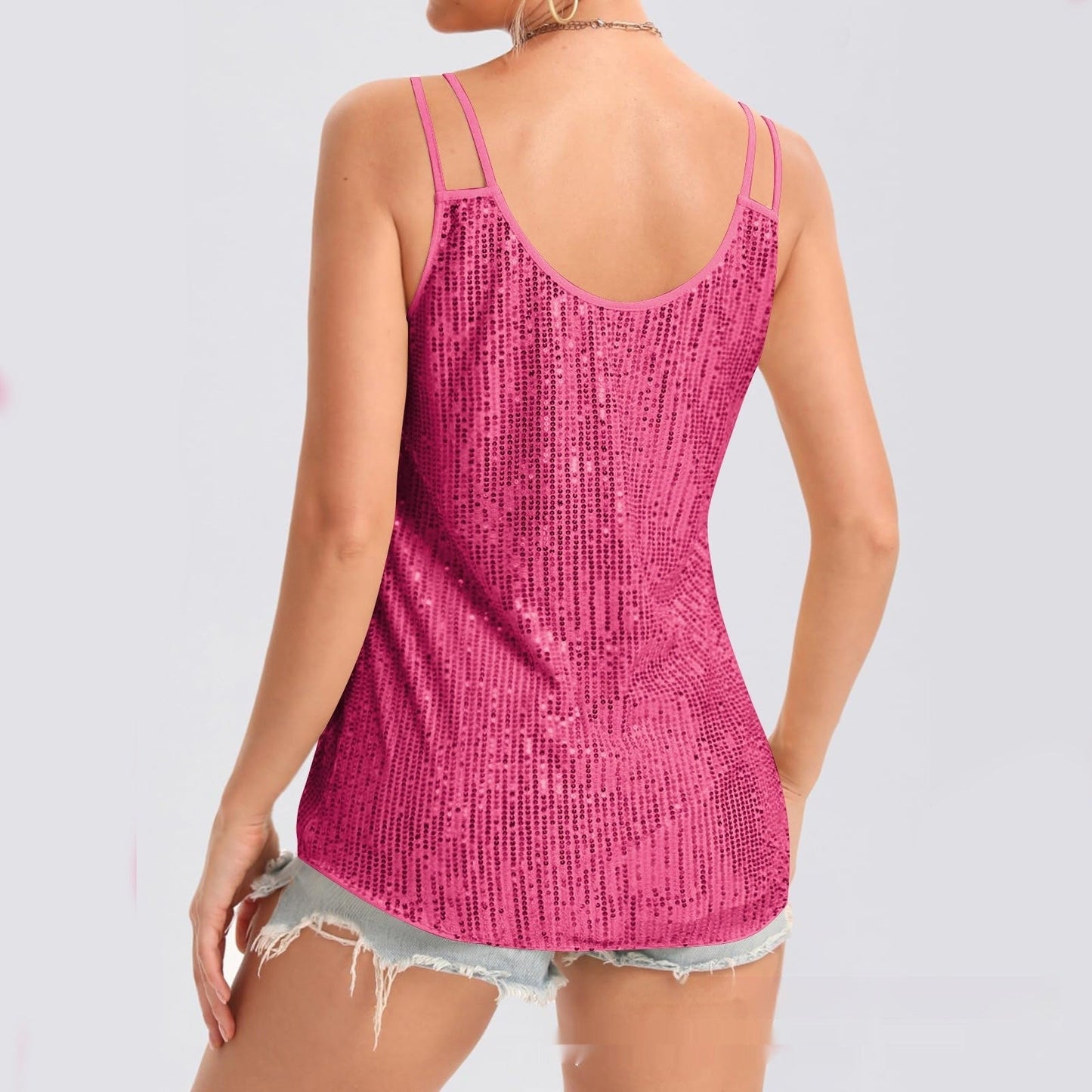 Selene Sequin V-Neck Strap Vest