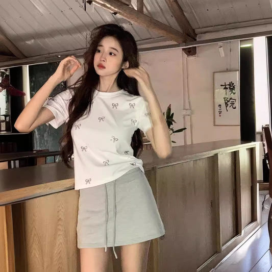 Aurelia Rhinestone Bow Tee