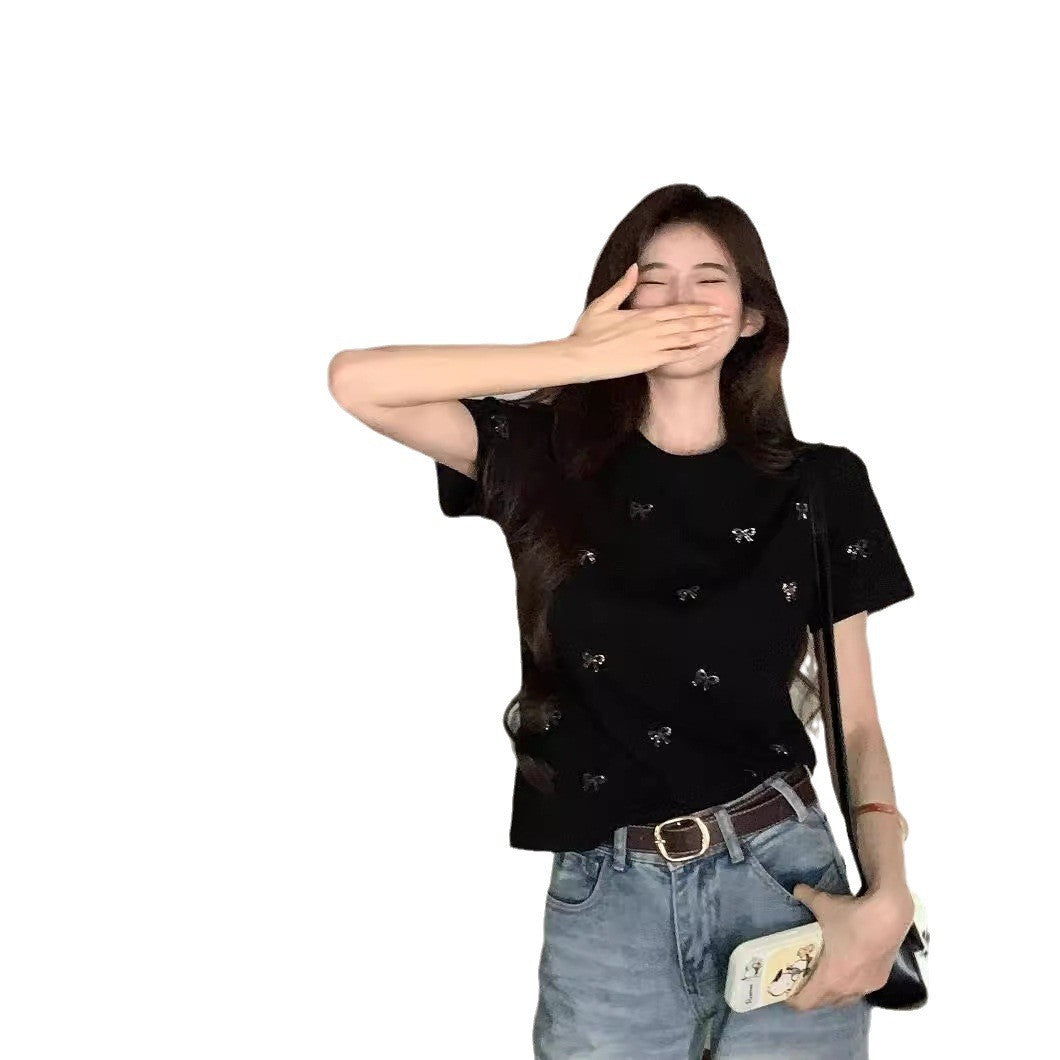 Aurelia Rhinestone Bow Tee