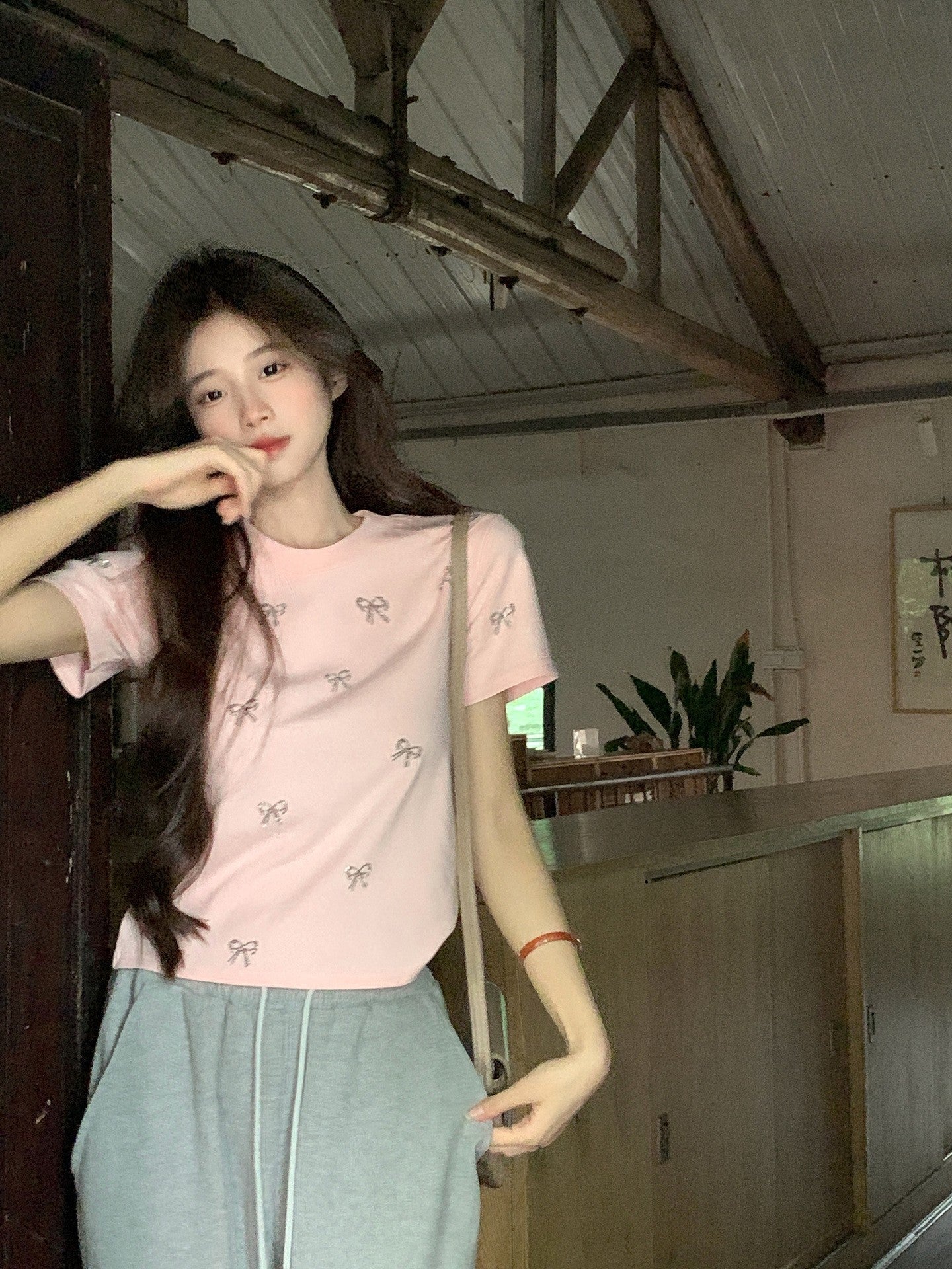 Aurelia Rhinestone Bow Tee
