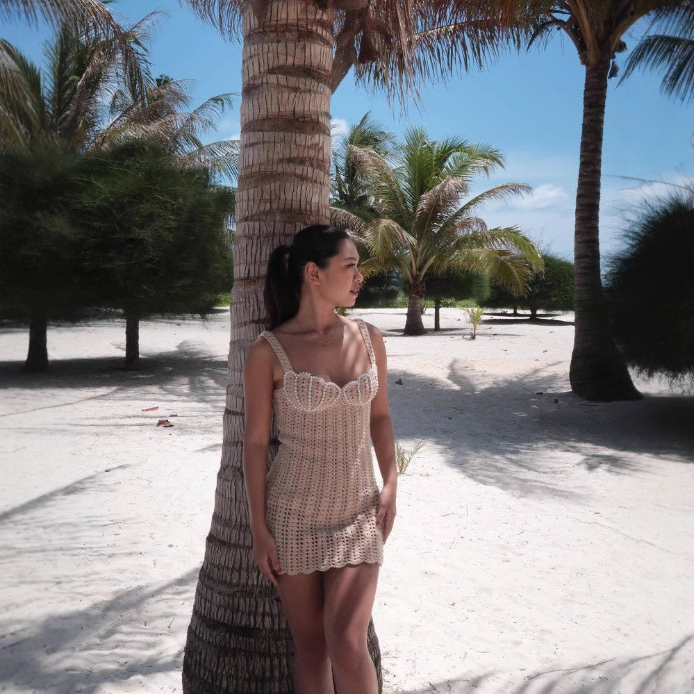 Eloria Pearl-Strap Beach Dress