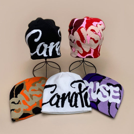 Enver Contrast Jacquard Beanie