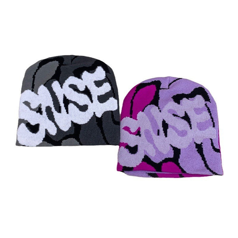Enver Contrast Jacquard Beanie