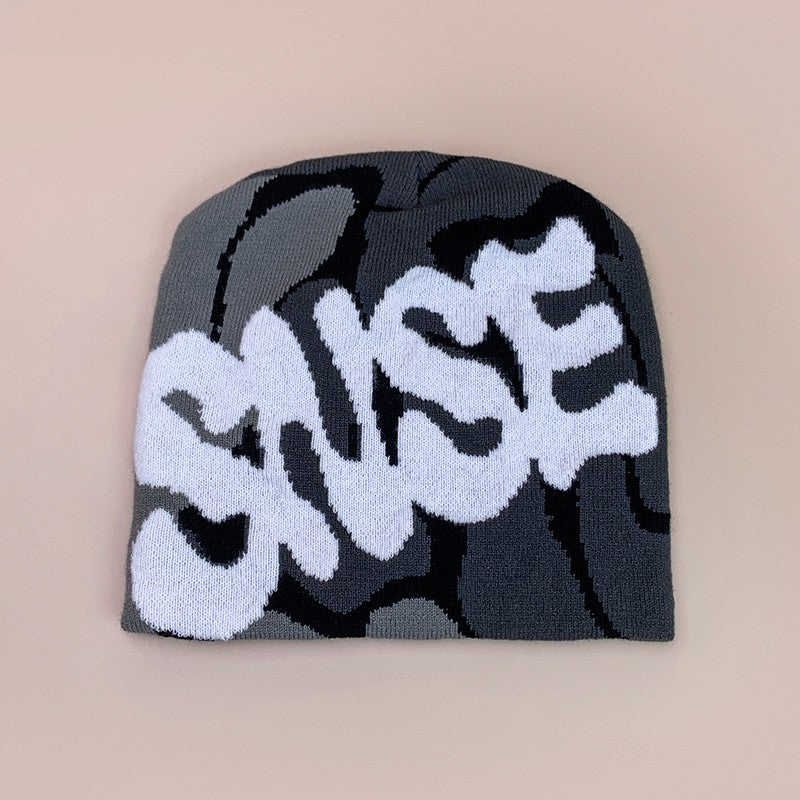 Enver Contrast Jacquard Beanie