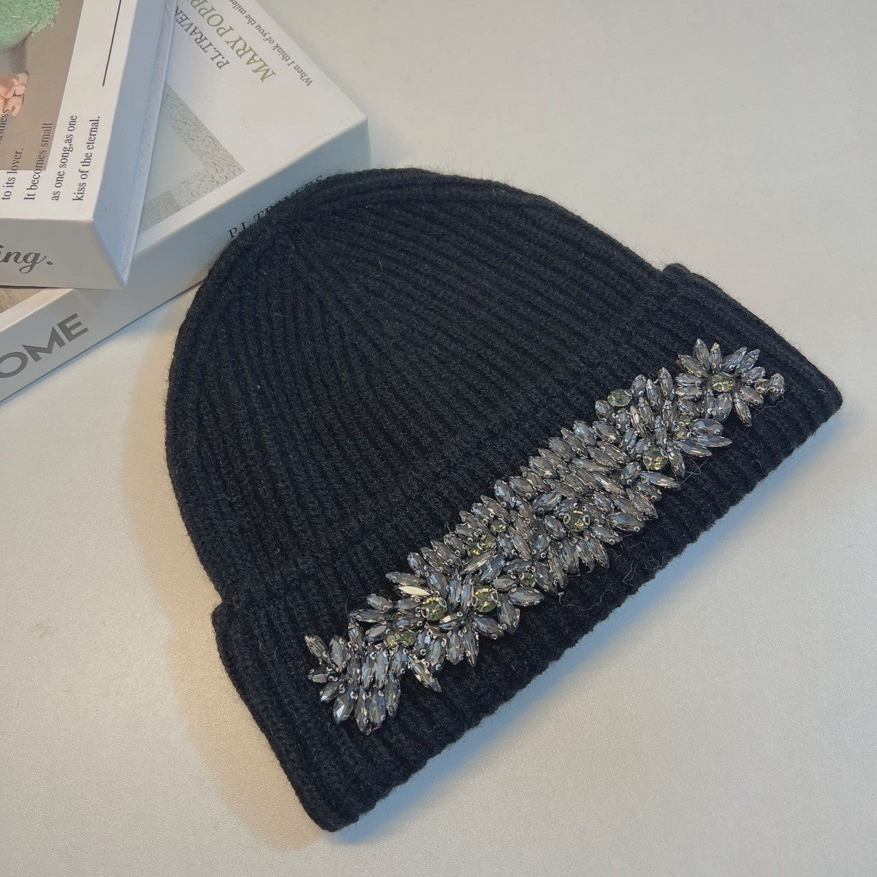 Maelis Rhinestone Wool Cap