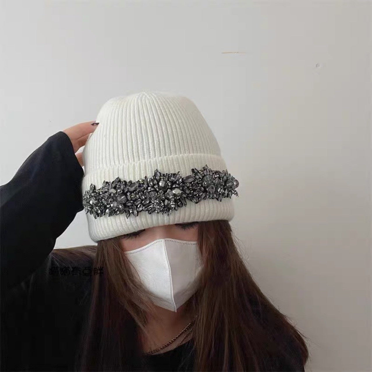 Maelis Rhinestone Wool Cap