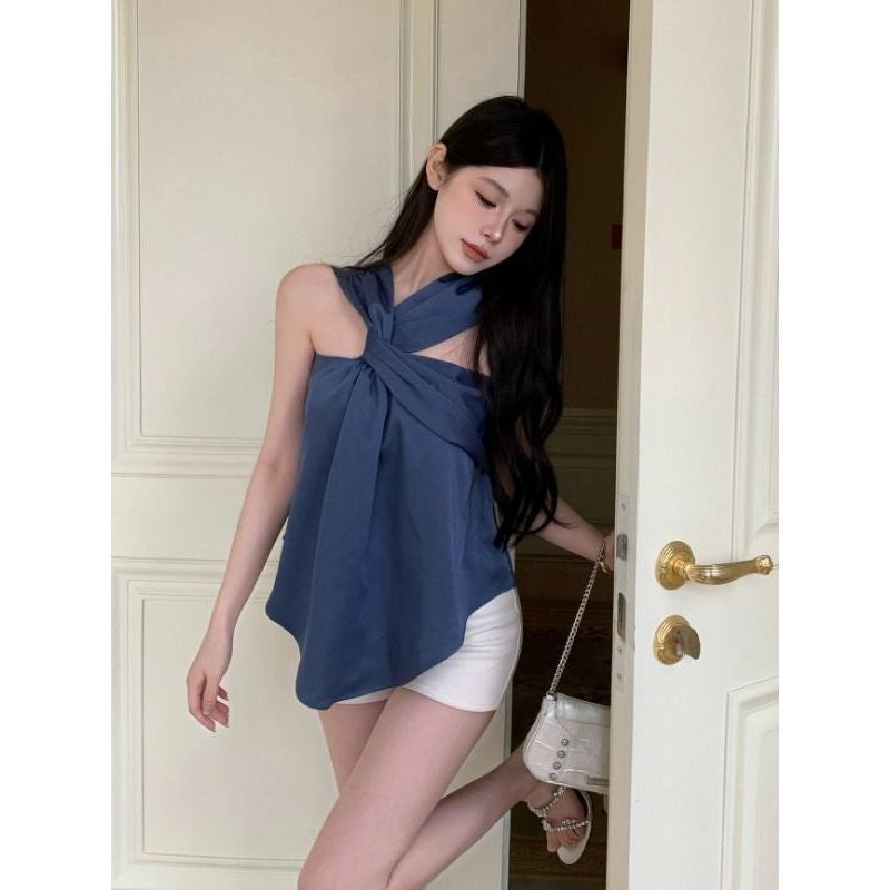 Selene Blue Halter Vest Top