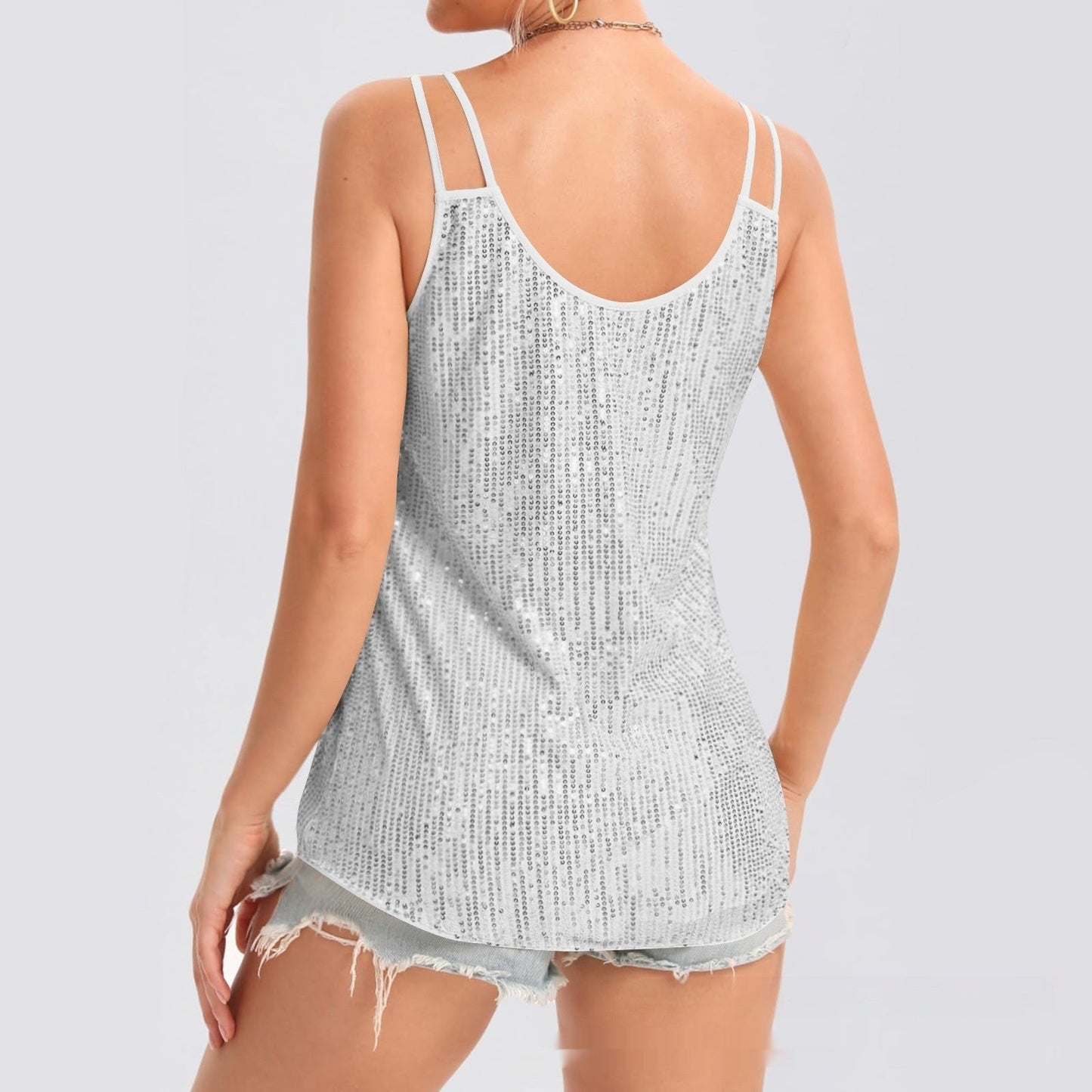 Selene Sequin V-Neck Strap Vest