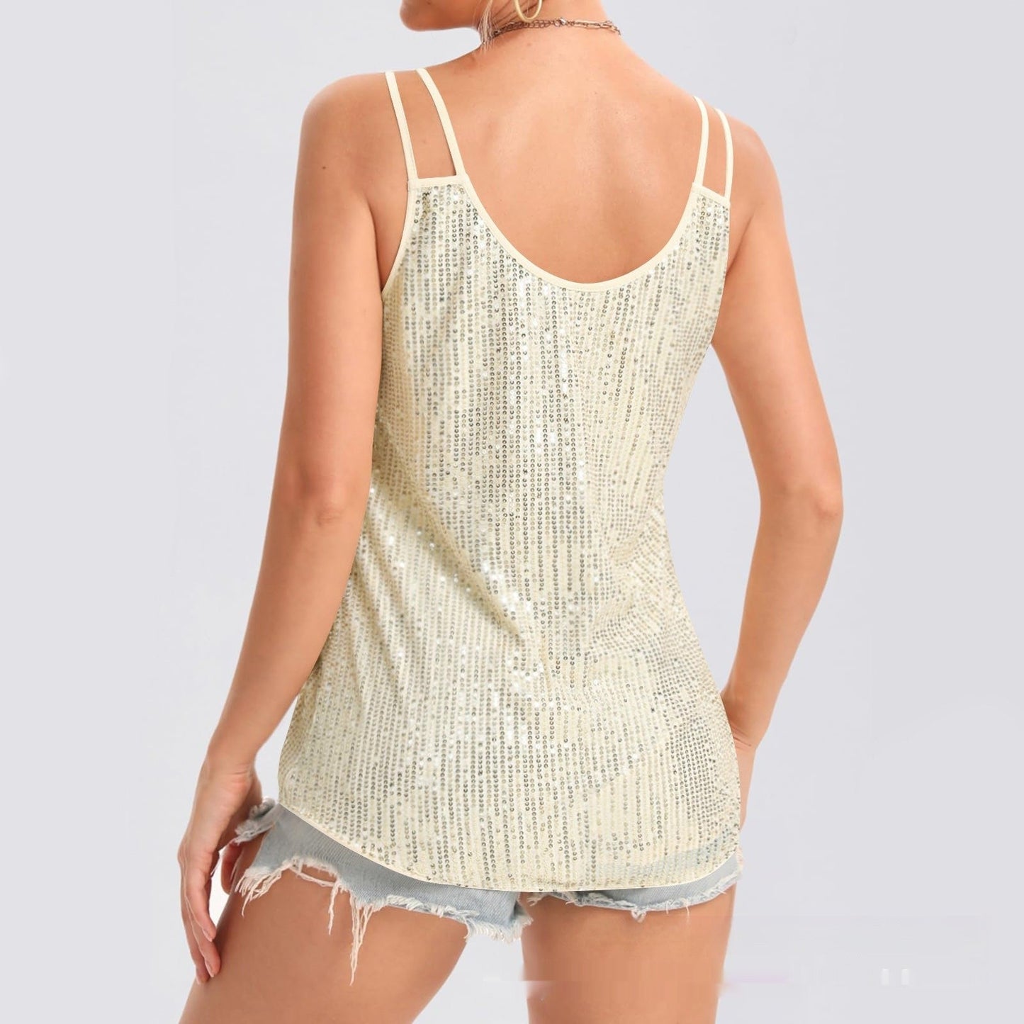 Selene Sequin V-Neck Strap Vest