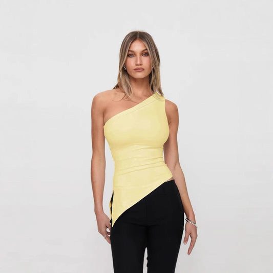 Veyra Irregular Slit Knit Top