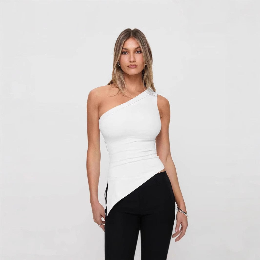 Veyra Irregular Slit Knit Top