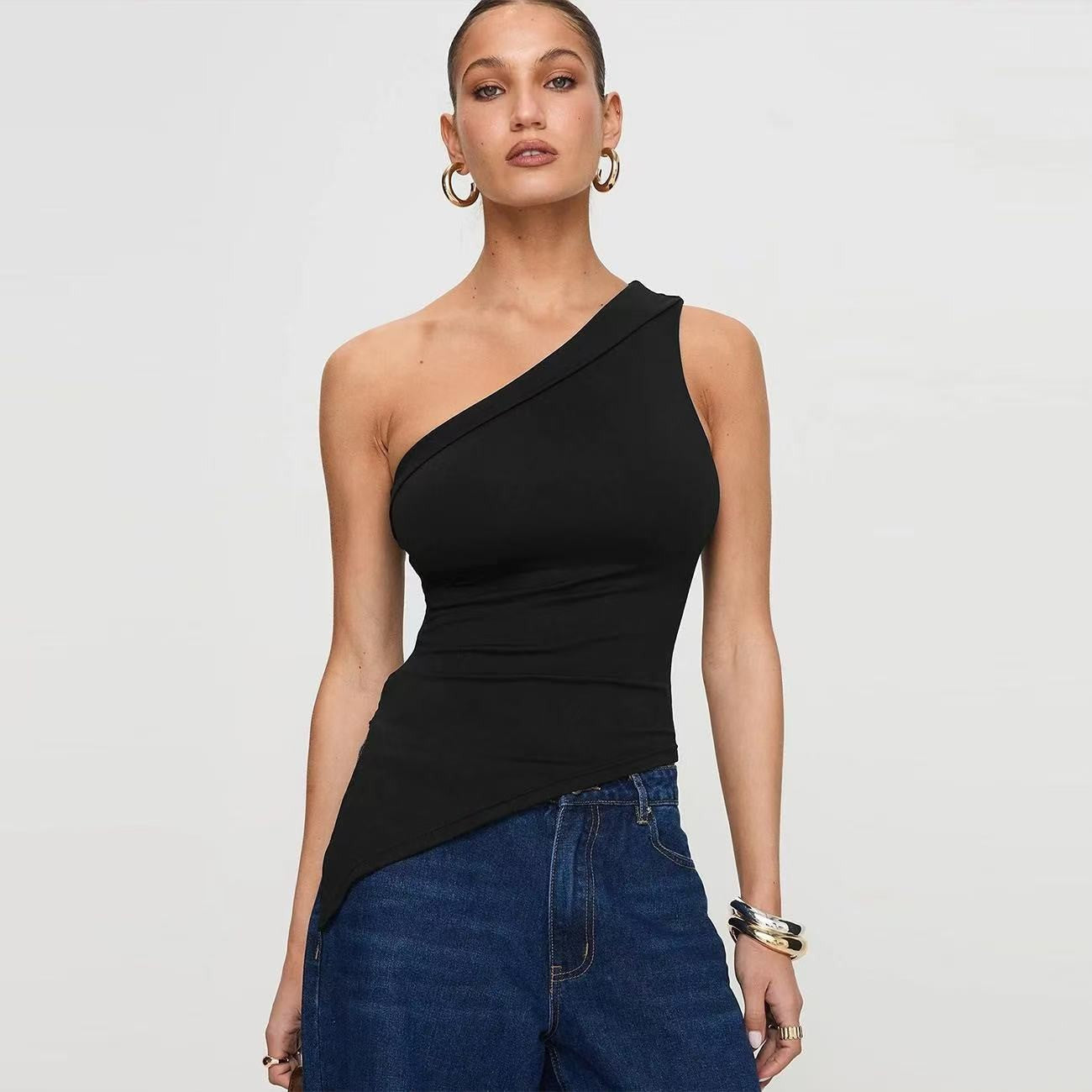Veyra Irregular Slit Knit Top