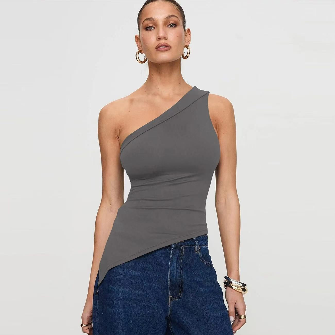 Veyra Irregular Slit Knit Top