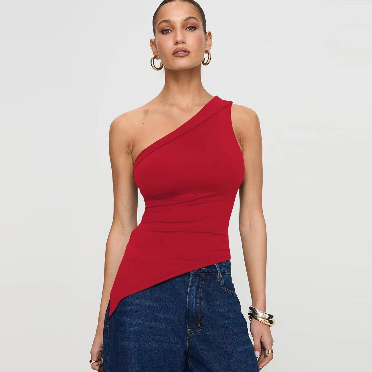 Veyra Irregular Slit Knit Top